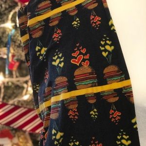 LulaRoe TC “hamburger love” printed leggings